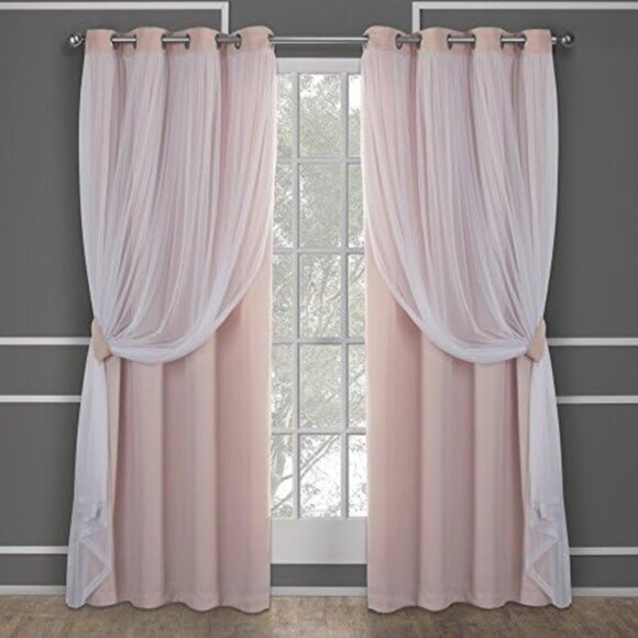 New Double Layer Indoor Curtains, Sheer and Blackout 2-Pack Set, 52"x84"